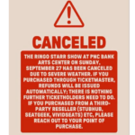 RINGO STARR CANCEL HOLMDEL CONCERT DUE TO SEVERE WEATHER